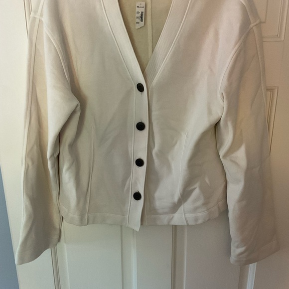 Madewell Darted Cardigan Sweatshirt Parchment Ecru Neutral Size M NWT Capsule - Picture 9 of 13